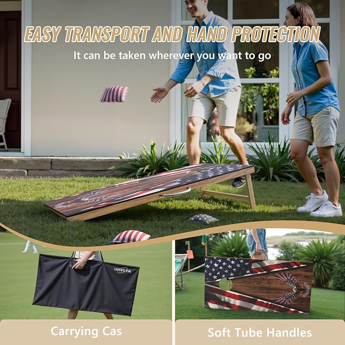Cornhole Board Set,Corn Hole Games for Adults Outdoor,2X4FT Solid Wood Regulation Cornhole Boards