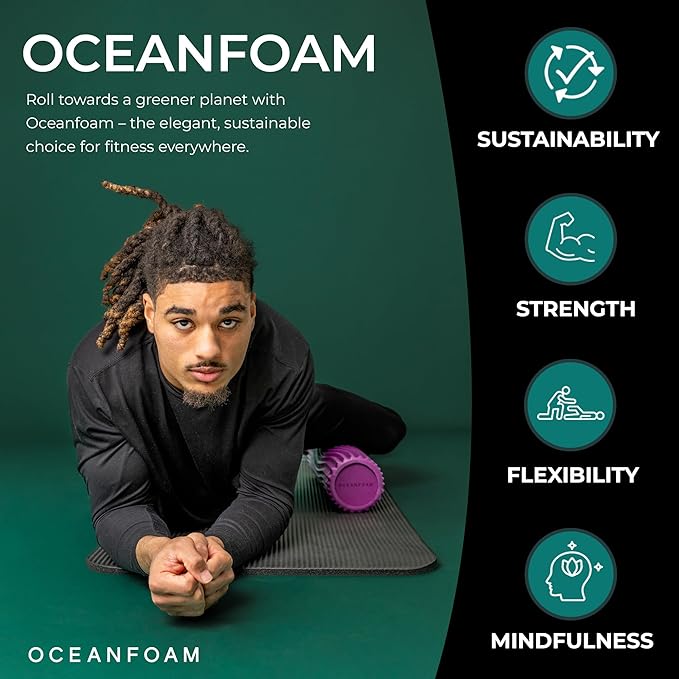 Oceanfoam Tidal Roller - Magenta - Muscle Massage Foam Roller for Back Pain & Stretching - Firm and