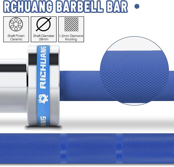 7ft Olympic Barbell, Weightlifting Barbell 28mm 45lb - 500/700/1000lbs Capacity with Smooth