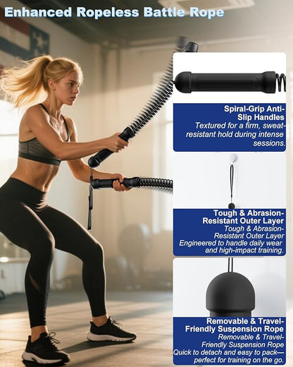 2PCS Weighted Ropeless Battle Ropes for Home Gym, Heavy Duty Arm Exerciser for Strength Training