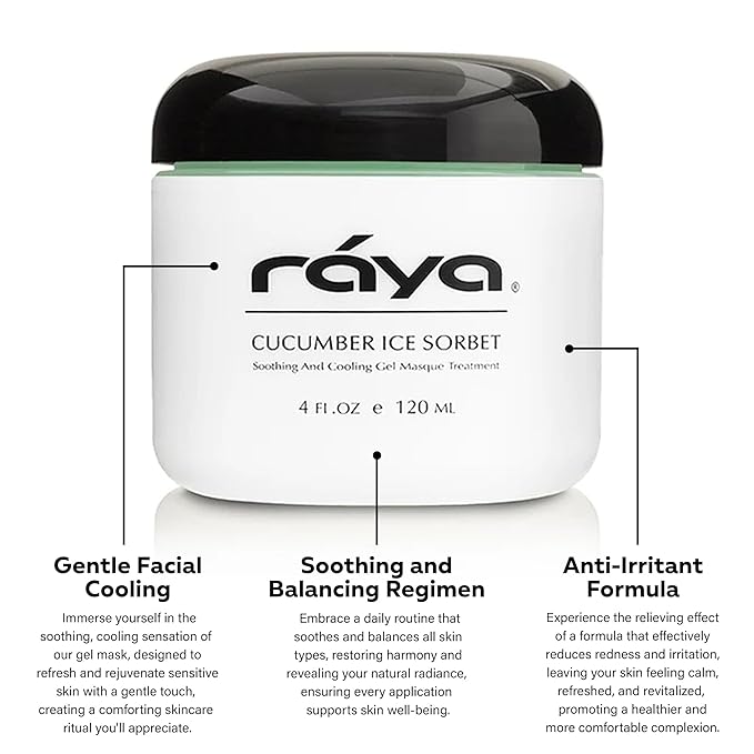 Raya Cucumber Ice Sorbet Masque (608) | Cooling Facial Gel Mask & Soothing Cucumber Extract, for