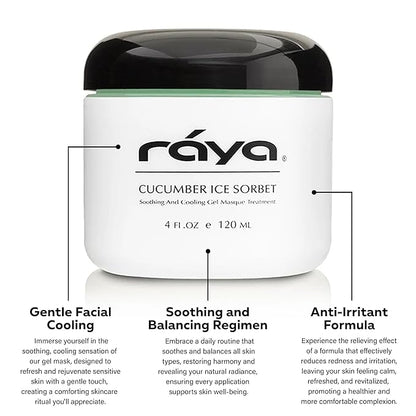 Raya Cucumber Ice Sorbet Masque (608) | Cooling Facial Gel Mask & Soothing Cucumber Extract, for