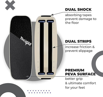 Yes4All Balance Board Sports Trainer, Surf Trainer Board With Adjustable Stoppers, Improve Core