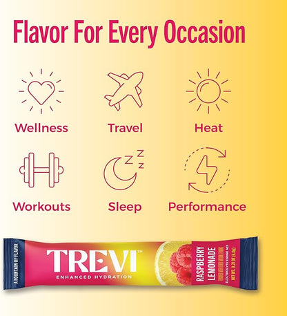 TREVI™ Sugar Free Electrolytes - Drink Mix Hydration Powder Packets - 28 Count - Raspberry Lemonade