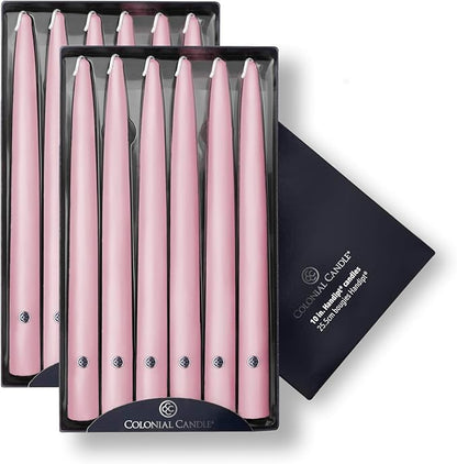 Colonial Candle Unscented Taper Candle, Handipt Collection, Persian Pink, 10 in, Pack of 12 - Up to