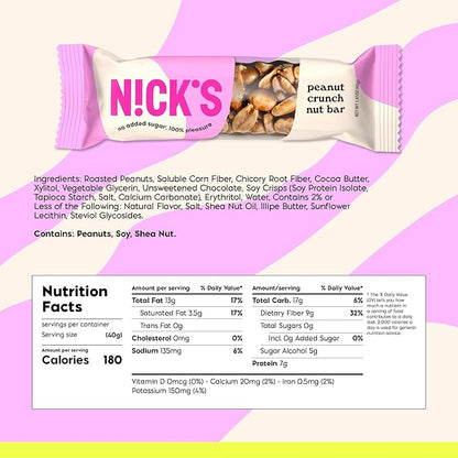 NICK'S Peanut Chocolate Snack Bar, Keto Nut Snack for Sports, Hiking & Outdoor Activities, 1G