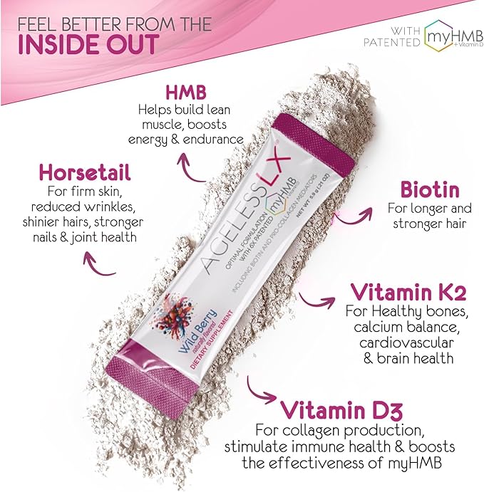 Powder Supplement for Women - with HMB Collagen Enhancer Plus Vitamin D3 with K2, Horsetail and