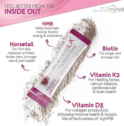 Powder Supplement for Women - with HMB Collagen Enhancer Plus Vitamin D3 with K2, Horsetail and