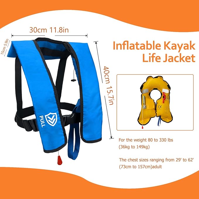Automatic/Manual Inflatable Life Jacket| Inflatable PFD Kayak Vest Adult| Life Vest for Adults|