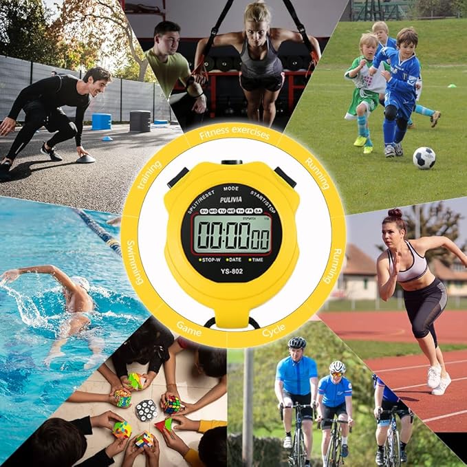 Stopwatch Timer Lap Split Digital Stopwatch with Clock Calendar Alarm, Large Display Stop Watch for