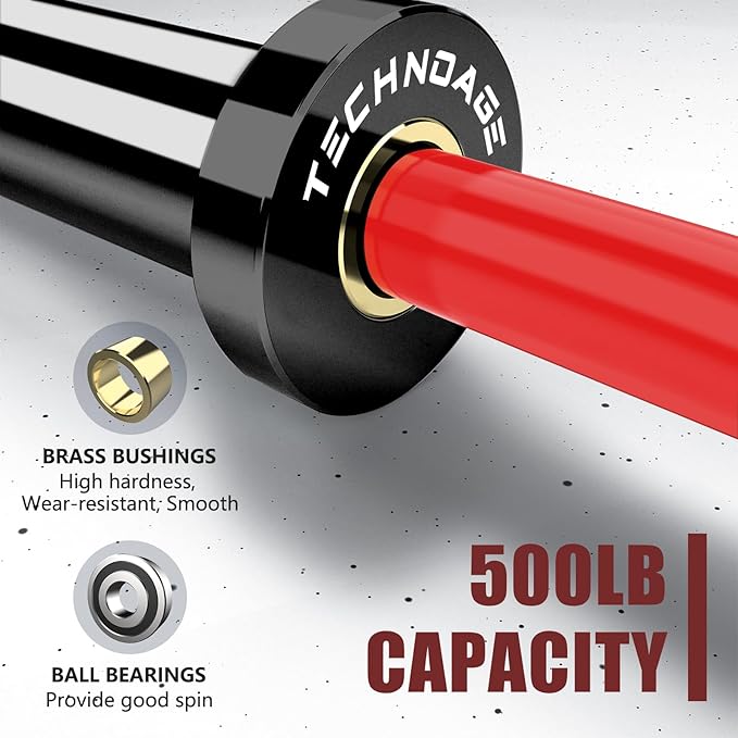 TECHNOAGE Olympic EZ Curl Bar, 47" Curl Bar(350/500LBS Capacity) 20LB, Solid Steel, Chrome Finish