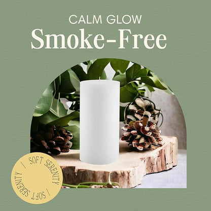 Mister Candle Non Scented Luxury 4 x 8 Pillar Candle, Hand Poured White Unscented Candle for Home