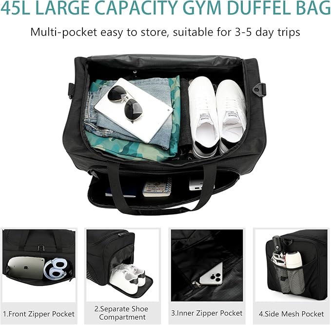 Urbanstand Gym Bag for Men - 22 Inch Sports Duffel Bags with Shoe Compartment, Large Overnight