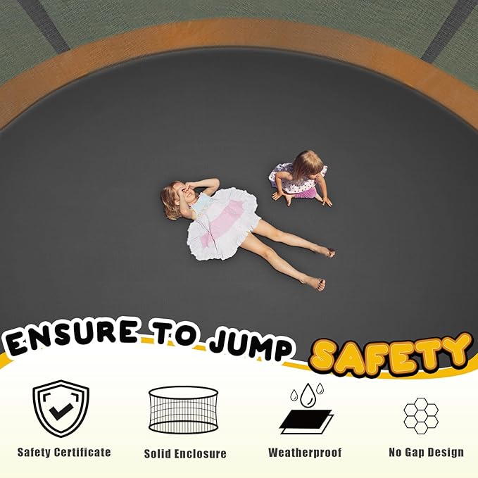 Trampoline 12FT 14FT 15FT 16FT for Kids/Adults - Outdoor Recreational with Enclosure Net Curved