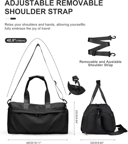Gym Bag for Women Men, Sport Duffel Bag with Toiletry Bag & Shoe Compartment,Waterproof Travel