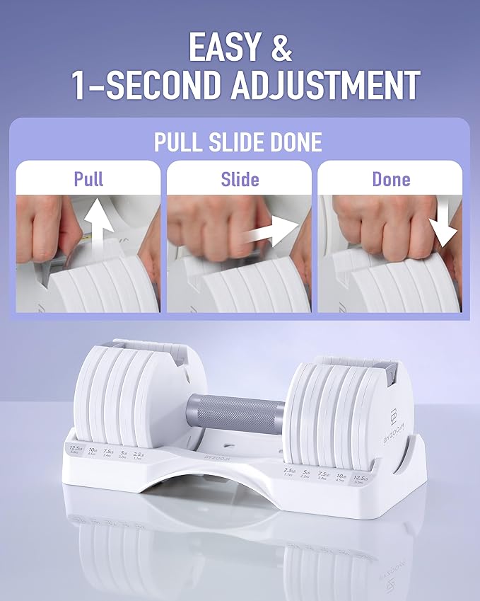 Adjustable Dumbbell – 12.5/25lb Single Unit OR Set of 2 – 5-in-1 Adjustable Weight for Home Gym