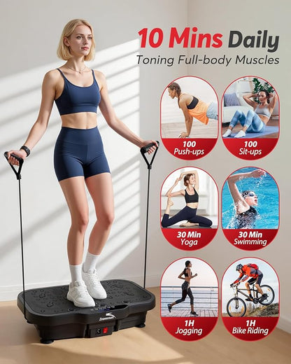 Vibration Plate Exercise Machine, 8000 Vibrations/min Adjustable Fitness Platform, 400 Lbs Capacity