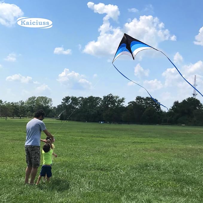Large Delta Kite Easy to Fly with Kite Reel Set, Beach Kite & Kite Spool for Kids & Adults, Single
