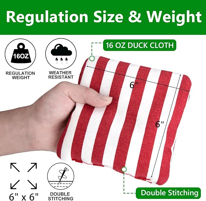 EunHo Cornhole Bags Set of 8 Regulation Size & Weight Corn Hole Bean Bags Official Professional All