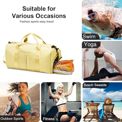 ZGWJ Sports Gym Bag with Wet Pocket & Shoes Compartment, Waterproof Shoulder Weekender Bag for