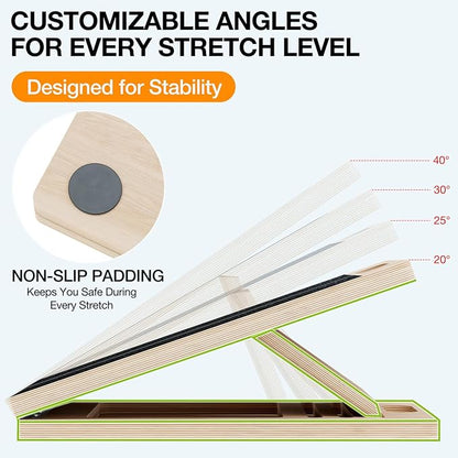 TEMI Slant Board for Calf-Stretching - Wooden Incline Wedge Stretcher for Squats, Foot & Ankle