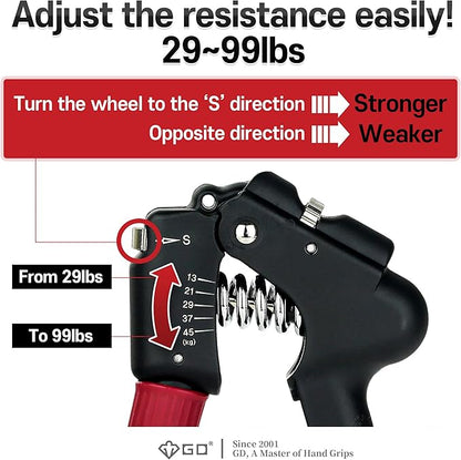 GD Grip Strength Trainer (Premium Adjustable Grip Strengthener for Forearm Training) Wrist and