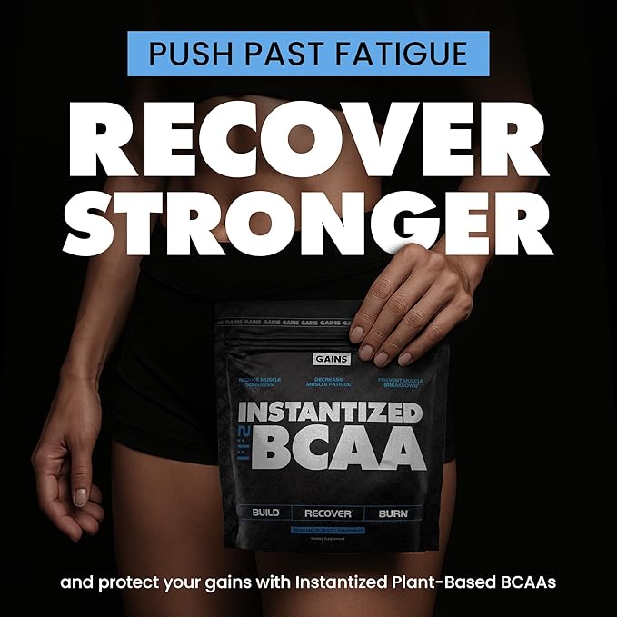 Gains in Bulk BCAA Powder, Pre Workout Plant Based Branch Chain Amino Acids, Gluten Free, Vegan