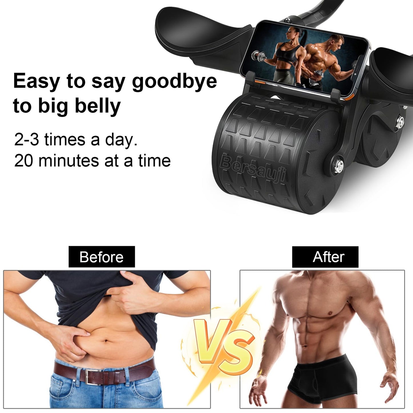 2026 Upgraded Ab Roller Wheel with Knee Mat &Timer - Automatic Rebound Abdominal Wheel with Elbow