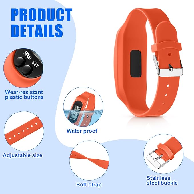 Geyoga 24 Pcs Pedometer for Walking Steps and Miles Pedometer Watch Silicone Steps Tracker Running