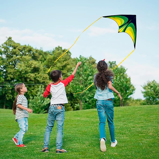 Delta Kite for Kids & Adults，Easy to Fly,Single Line Beach and Park Kite for Family Outdoor Games &