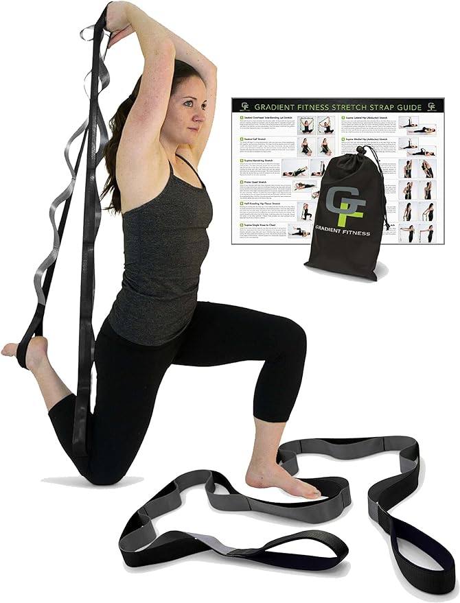 Gradient Fitness Stretching Strap for Physical Therapy, 12 Multi-Loop Stretch Strap 1.5" W x 8' L