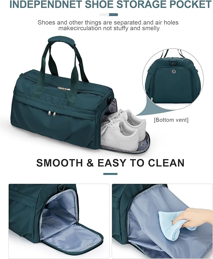 Gym Bag for Women Men, Sport Duffel Bag with Toiletry Bag & Shoe Compartment,Waterproof Travel