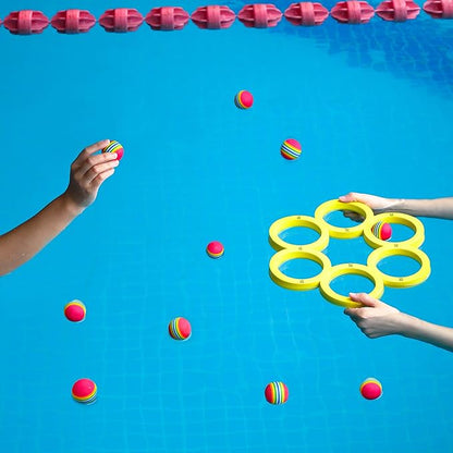 Hiboom Pool Game with Score, Combo Foam Pool Floats with 10 Colorful Tossing Balls, Toss Game