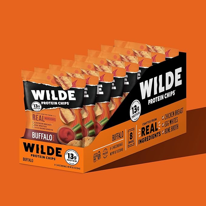 WILDE Buffalo Protein Chips, Thin and Crispy, High Protein, Keto Friendly, Made with Real