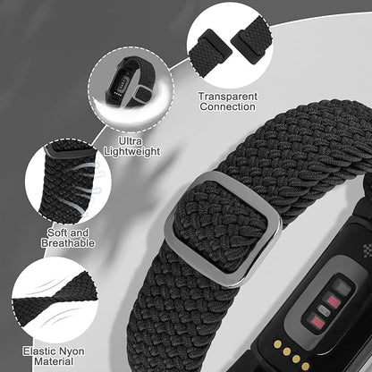 Braided Band Compatible with Fitbit Charge 6/Fitbit Charge 5, Soft Nylon Solo Loop Adjustable