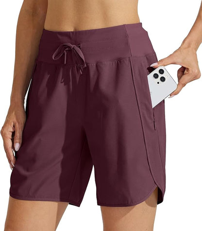 Willit Women's 7" Athletic Running Shorts Long Workout Hiking Shorts Quick Dry High Waisted Active