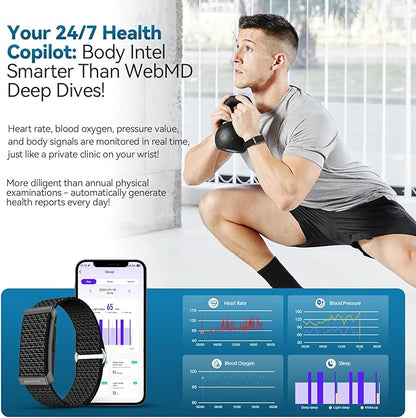 Fitness Tracker,Wearable Health Smart Bracelet Band with Blood Oxygen 170+ Sport Mode 60-Day