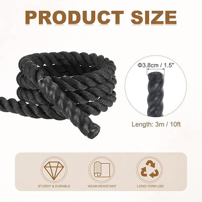 MECCANIXITY Battle Rope 10ft x 1.5 Inch Polyester Workout Rope Heavy Fitness Exercise Rope for