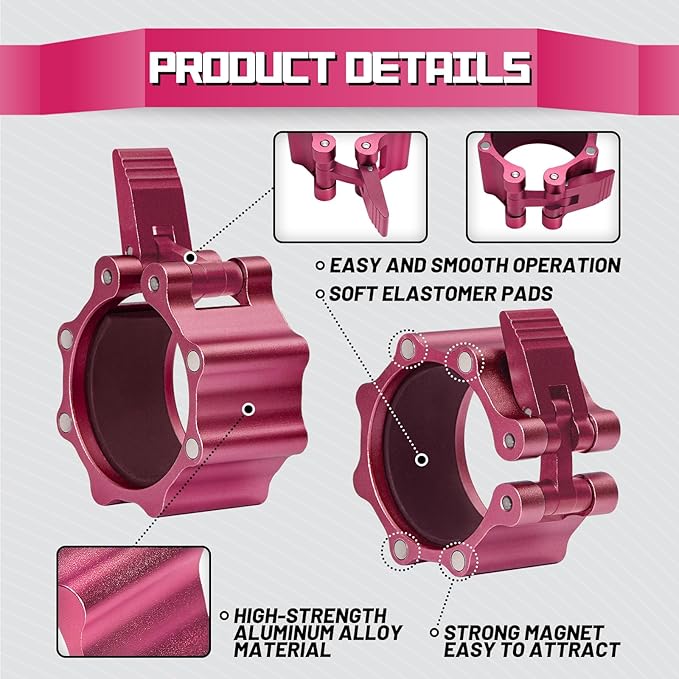 RitFit 2-Inch Magnetic Barbell Collars Locking Clamps - Heavy Duty Aluminum Alloy, Quick Release