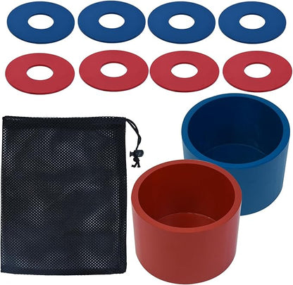 Washer Toss Game Sets Includes 2 Solid Wood Targets and 8 Metal Washers, Portable Beach Cornhole