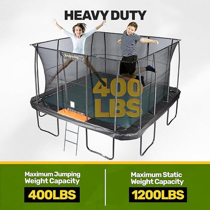 JumpKing Rectangle Trampoline Outdoor with Enclosure, Ladder, and Net, Large Recreational