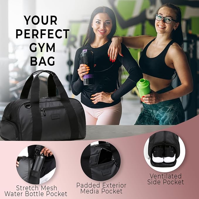 Vooray Burner Gym Duffel Bag, Gym Bag for Women and Men with Shoe Compartment, Weekender, Overnight