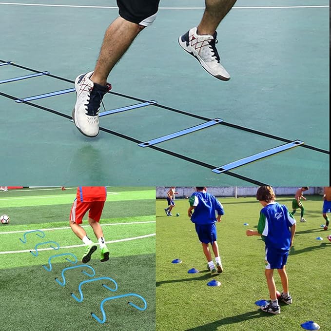 TNZMART Agility Ladder and Disc Cones Training Set Adjustable Rungs Training Ladder with 10 Plastic
