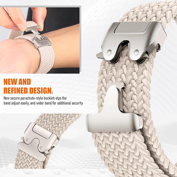 Braided Stretchy Band for Fitbit Versa 4/Versa 3/Sense 2/Sense Watch Band Women Men,Parachute-style