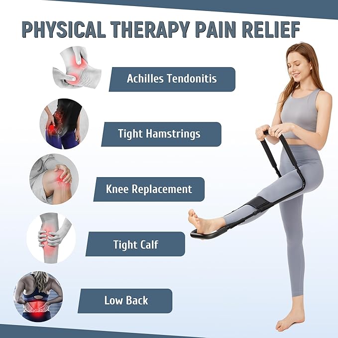 Hamstring Stretcher for Knee Extension & Pain Relief, Adjustable Low Back, Calf, Leg & Hip