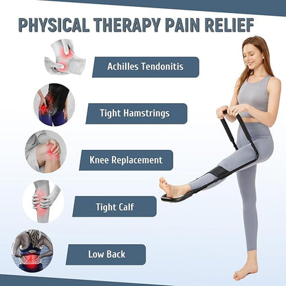 Hamstring Stretcher for Knee Extension & Pain Relief, Adjustable Low Back, Calf, Leg & Hip