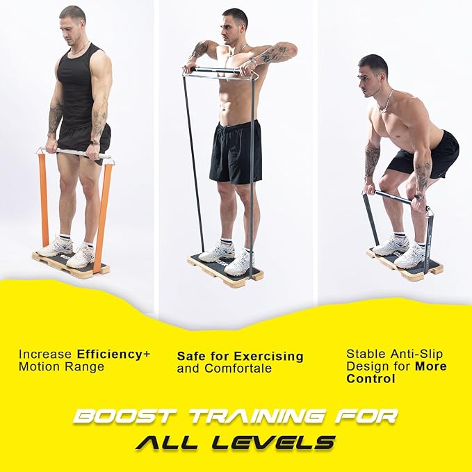 Resistance Band Workout Footplate - Wood Exercise Platform with Non-Slip Surface for Band Training