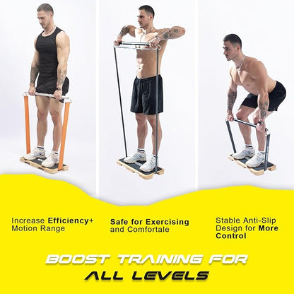 Resistance Band Workout Footplate - Wood Exercise Platform with Non-Slip Surface for Band Training
