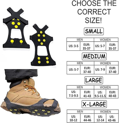 Ice Cleats for Shoes and Boots, Ice Snow Traction Cleats Grippers, Non Slip Shoe Ice Grippers,10