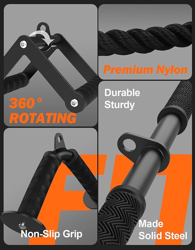 Fitarc Cable Machine Attachment Set, LAT Pulldown Attachments for Home Gym Equipment, Tricep Pull